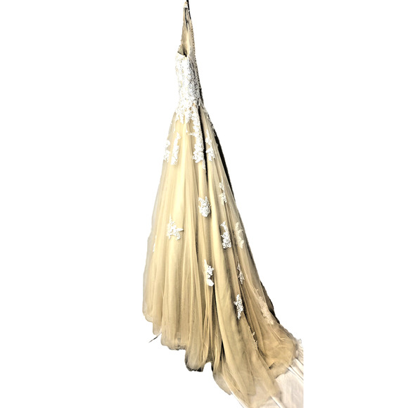 Long Formal Sleeveless Dress Tulle Lace HiLo Hem Holiday Wedding Ballgown Stage - Picture 2 of 9